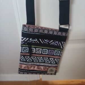 Patterned Crossbody Bag with Black Strap Like New
